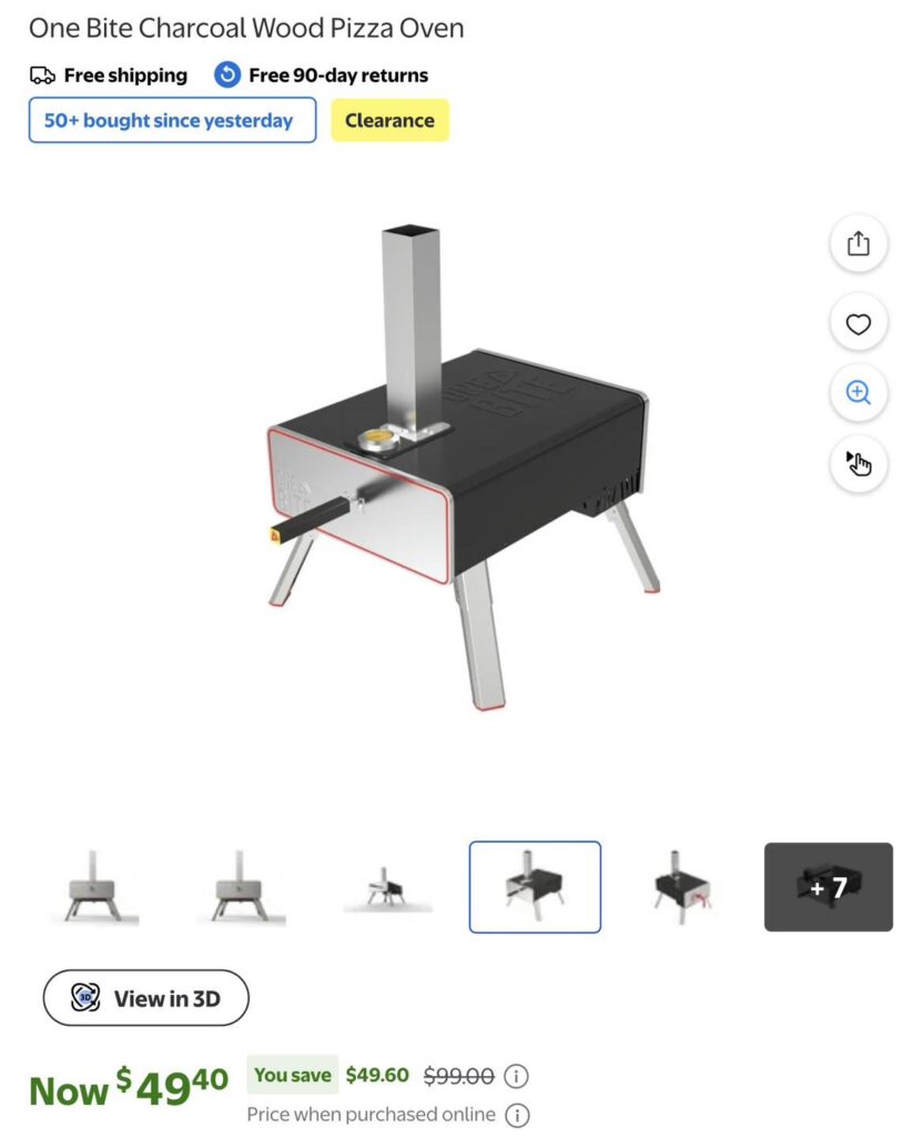 One Bite Charcoal Wood Pizza Oven